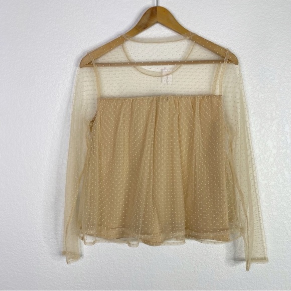 Banana Republic Tops - Banana Republic Beige Tiered Tulle Top Blouse